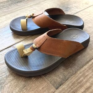 Chaco Men's Playa Pro Loop Performance Three-Point Leather Sandal, Brown, 8